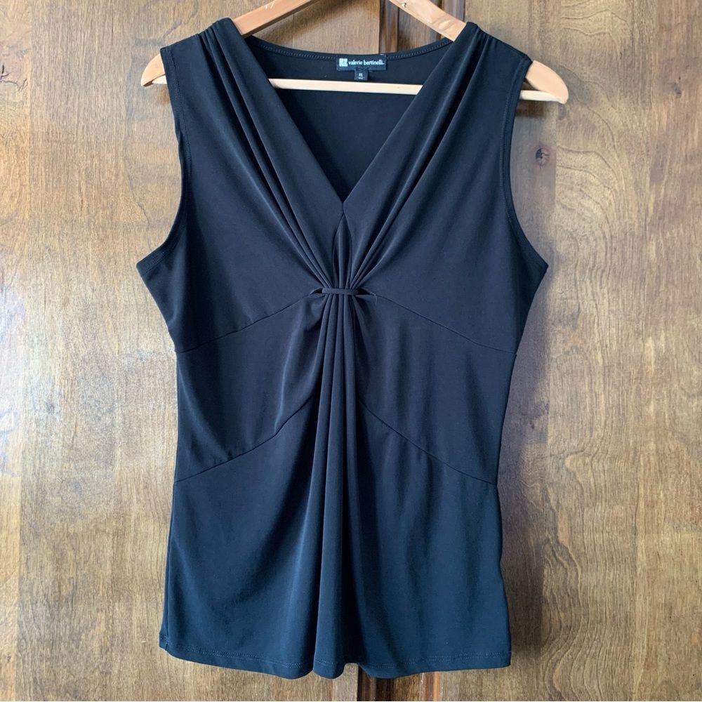 Valerie Bertinelli Black Twist-Knot Sleeveless Tank